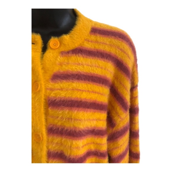 levi’s orange pink stripe fuzzy cardigan sweater size small brand new - Picture 5 of 12